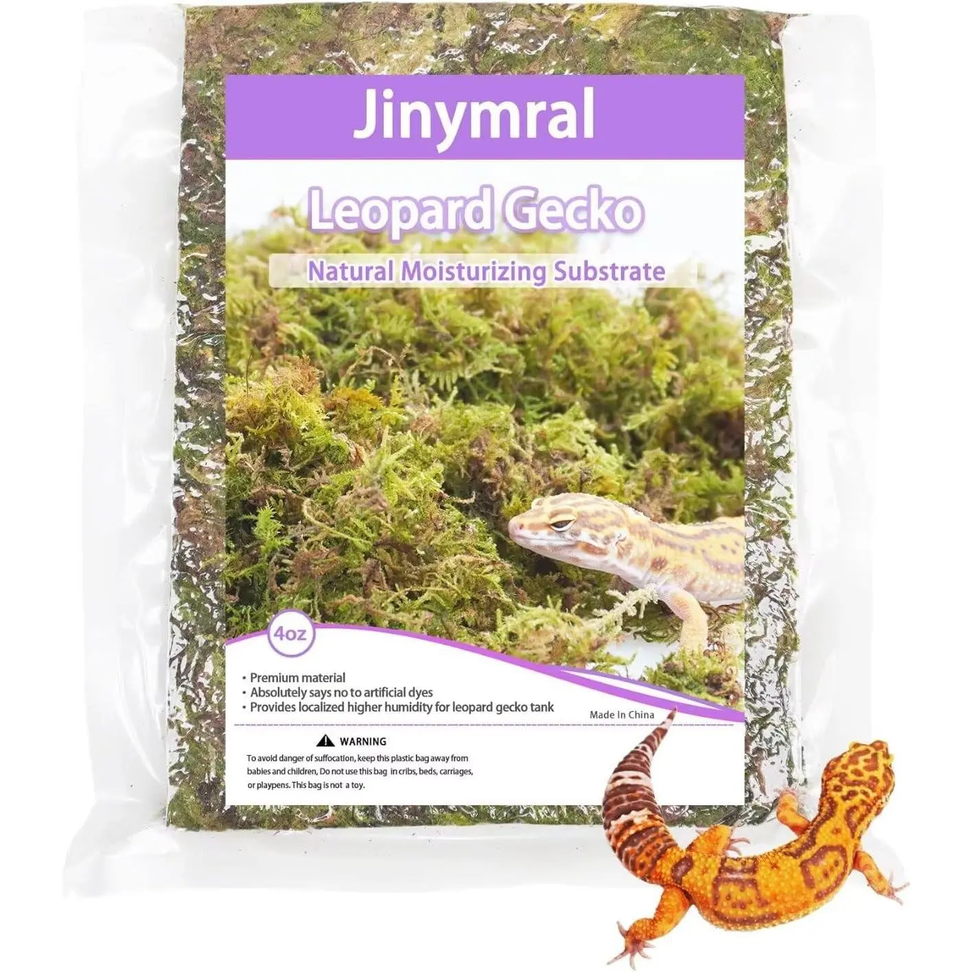 4oz Leopard Gecko Moss Substrate Burrowing Bedding Reptile Terrarium Accessories Habitat Decor Supplies for Lizards