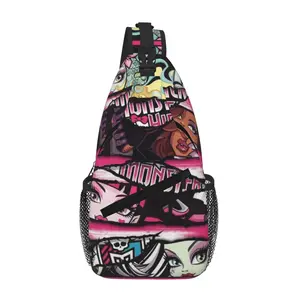 Monster High Chest Bag Large Capacity Lightweight Sling Bag for Daily Commute Outdoor Camping Business Travel, Cartoon Casual Monster High Merch Shoulder Backpack for Tablet, Gift for Men Women Kids