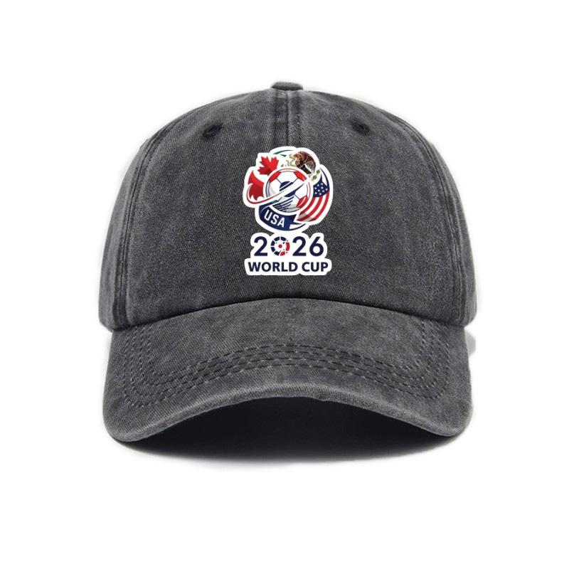 2026 USA-Canada-Mexico World Cup Printed Washed Vintage Soft Top Baseball Cap for Men and Women, Trendy Hat Reindeer Cupid