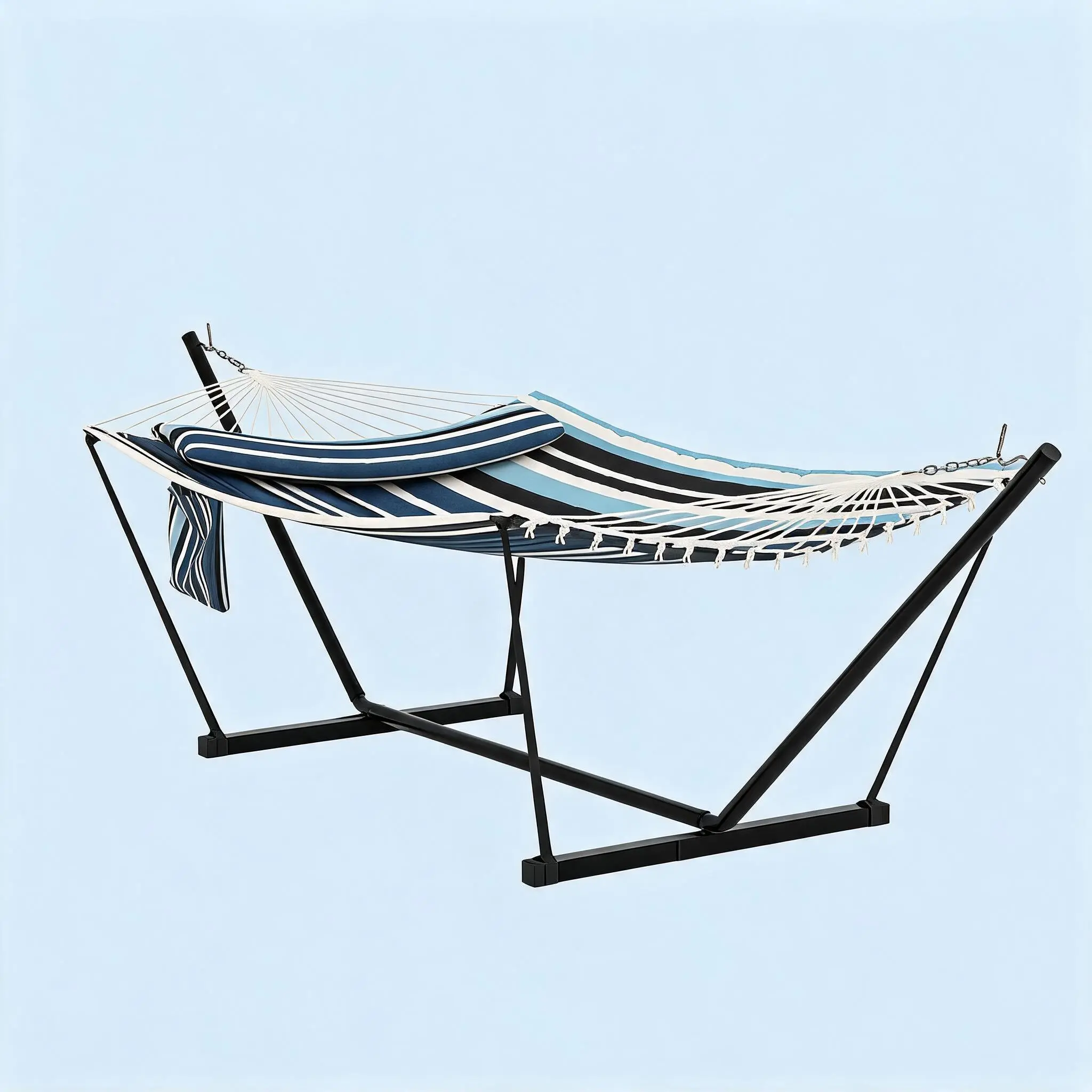 Gaomon 2-Person Freestanding Hammock with Stand, 450lb Capacity Heavy-Duty Outdoor Lounge, Detachable Pillow & Balance Rope for Patio, Backyard