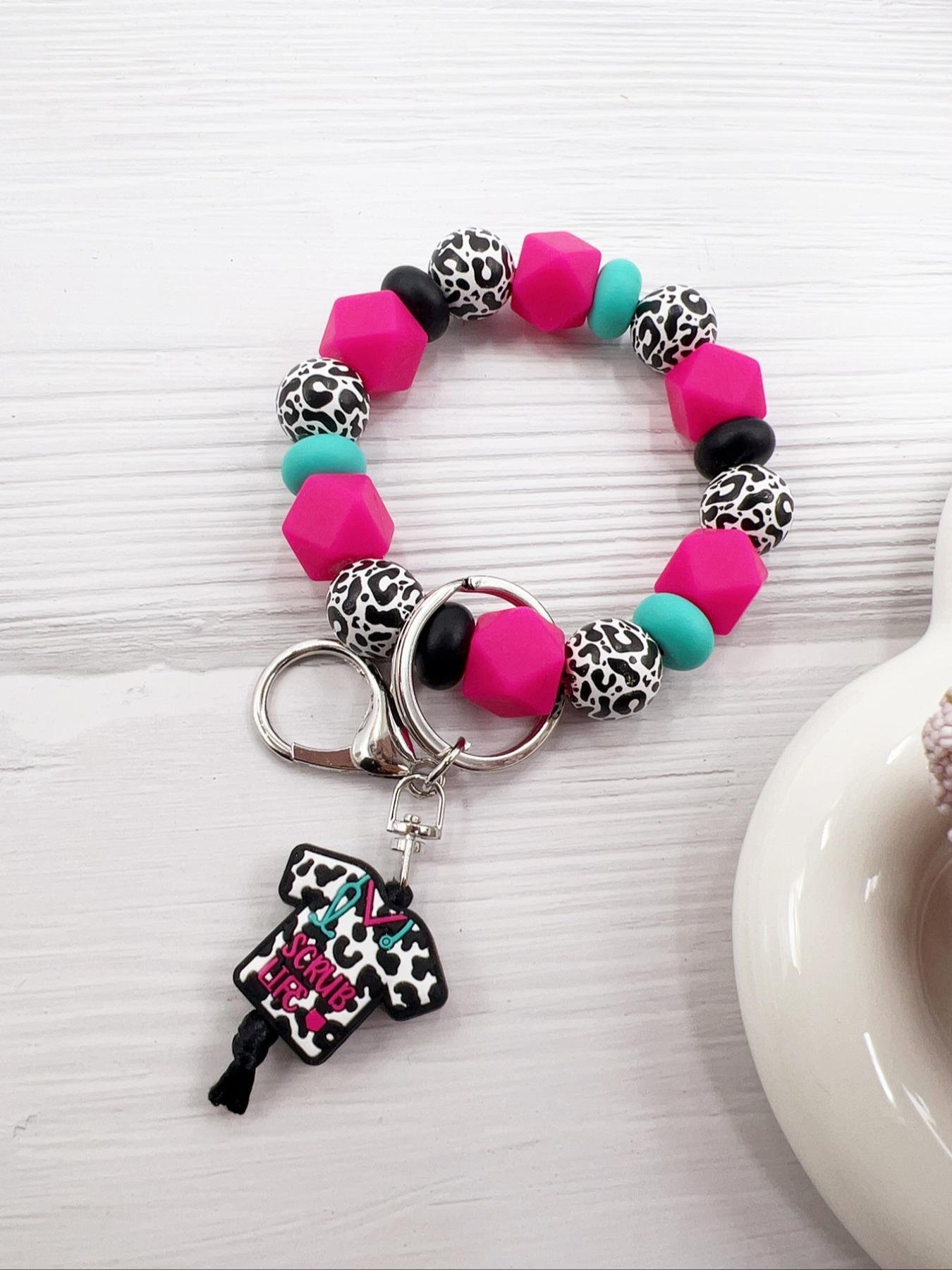 Creative Leopard Pattern Beaded Keychain, Boho Style Keychain for Women & Men for Daily Clothing Decor, Trendy All-match & Exquisite Keychain for Birthday Gift