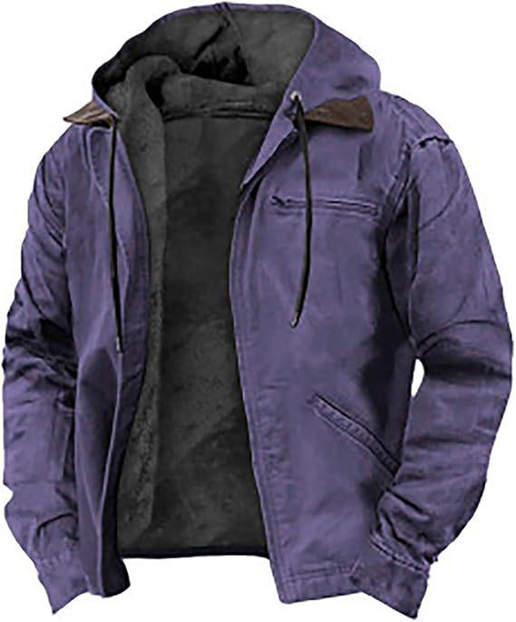 Solid Color Hooded Cotton Jacket Casual Men's Fleece Zipper Pocket Jacket Coat bow clothes