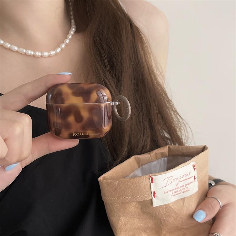 Amber Tortoiseshell Pattern Brown Protective Case For AirPods 3, Pro 2,  Wireless Earbuds 4