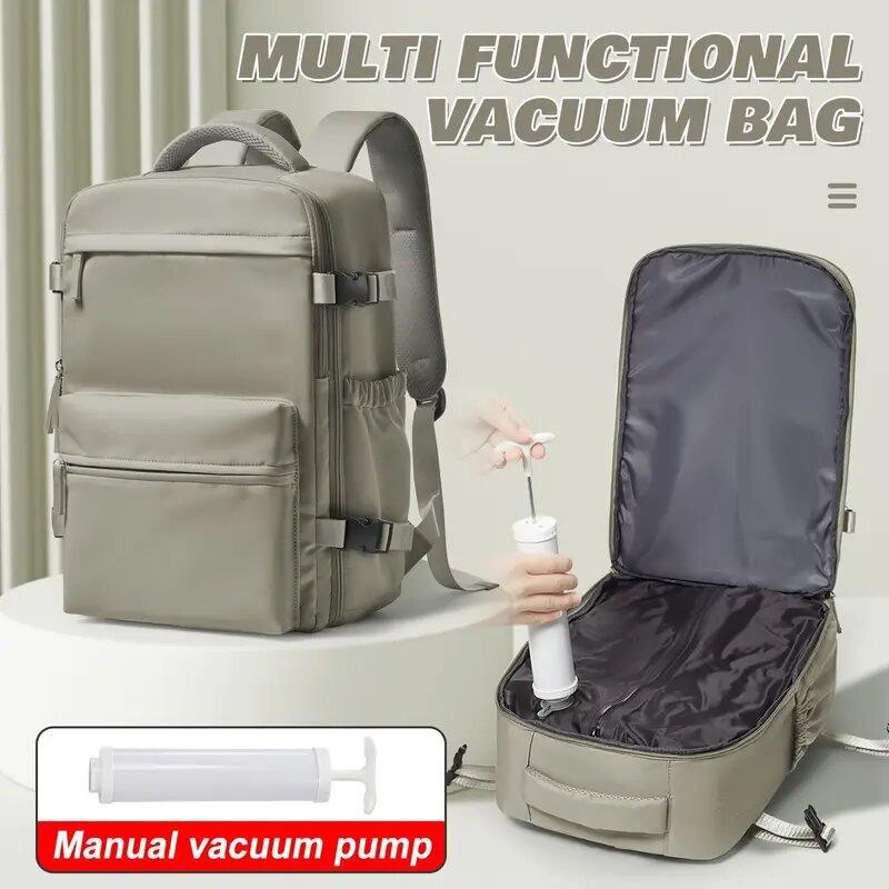 Three-piece vacuum travel bag set, equipped with detachable vacuum bag, electric air pump, large-capacity backpack, detachable design, multi-layer pockets, casual style, Space Saving Bag, Travel Organizer Bag