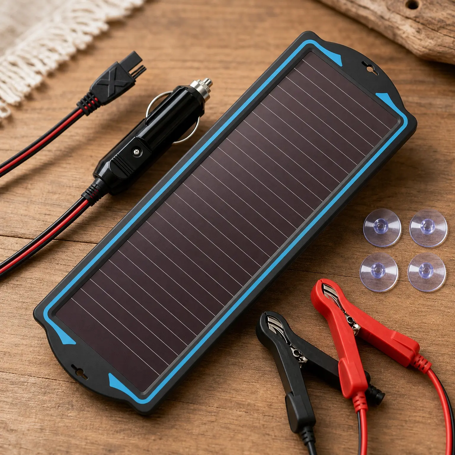 12V Solar Battery Trickle Charger Maintainer Kit with Smart Overcharge Protection – Waterproof Portable Solar Panel for Car, Boat, RV & More