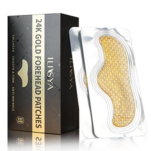 24K Gold Forehead Anti-Wrinkle Patch-15 PCS, Collagen Forehead Lines Mask Forehead Frown Wrinkles Pads T-Zone Patches Smooth Forehead Strips Moisturizing