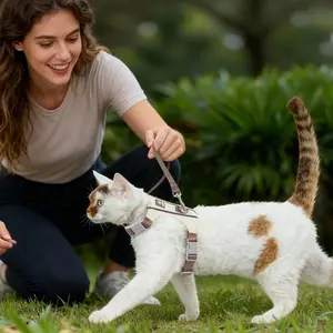 Quick-Dry Cat Leash, Comfortable Lightweight Reflective Pet Harness, Anti-Slip Cat Lead, Summer Cat Walking Rope, Easy-To-Use Design