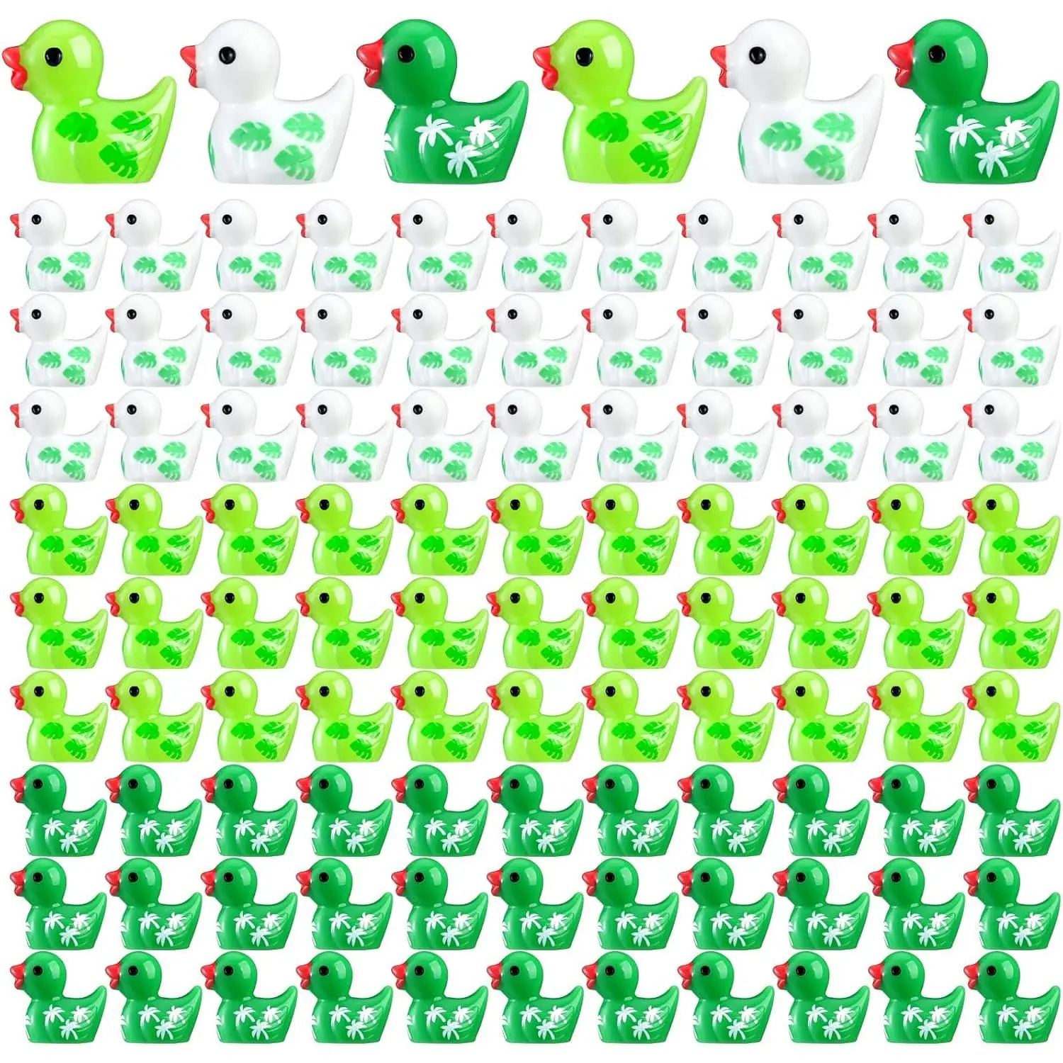100 count Summer Mini  Ducks Hawaiian Leaf Mini Ducks Bulk to  Coconut Palm Miniature Figurines to  for  Landscape for Garden Aquarium Potted Dollhouse Decor Ornament