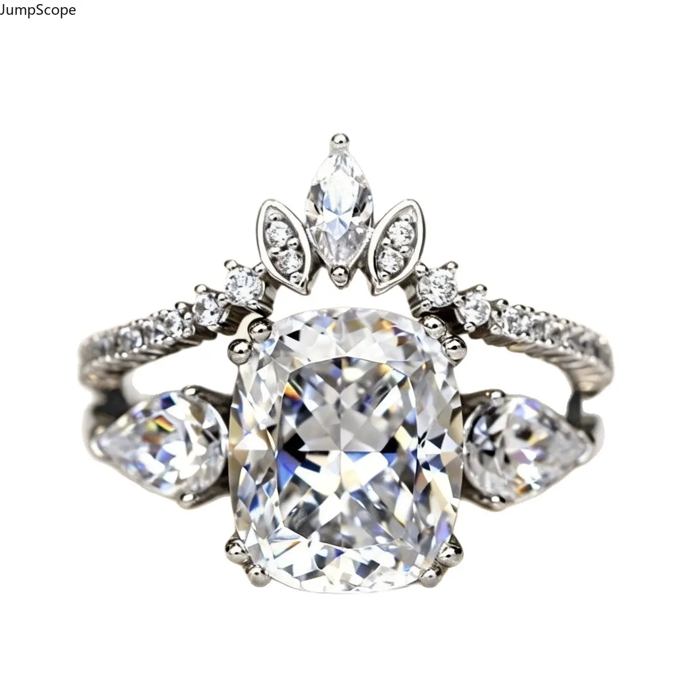 Women's 2-Pcs Silver Crown Oval CZ Stackable Ring Set - Luxury Pear Accent Halo Band, European Wedding Engagement Promise Gift For Her (Indoor Recreation Use)