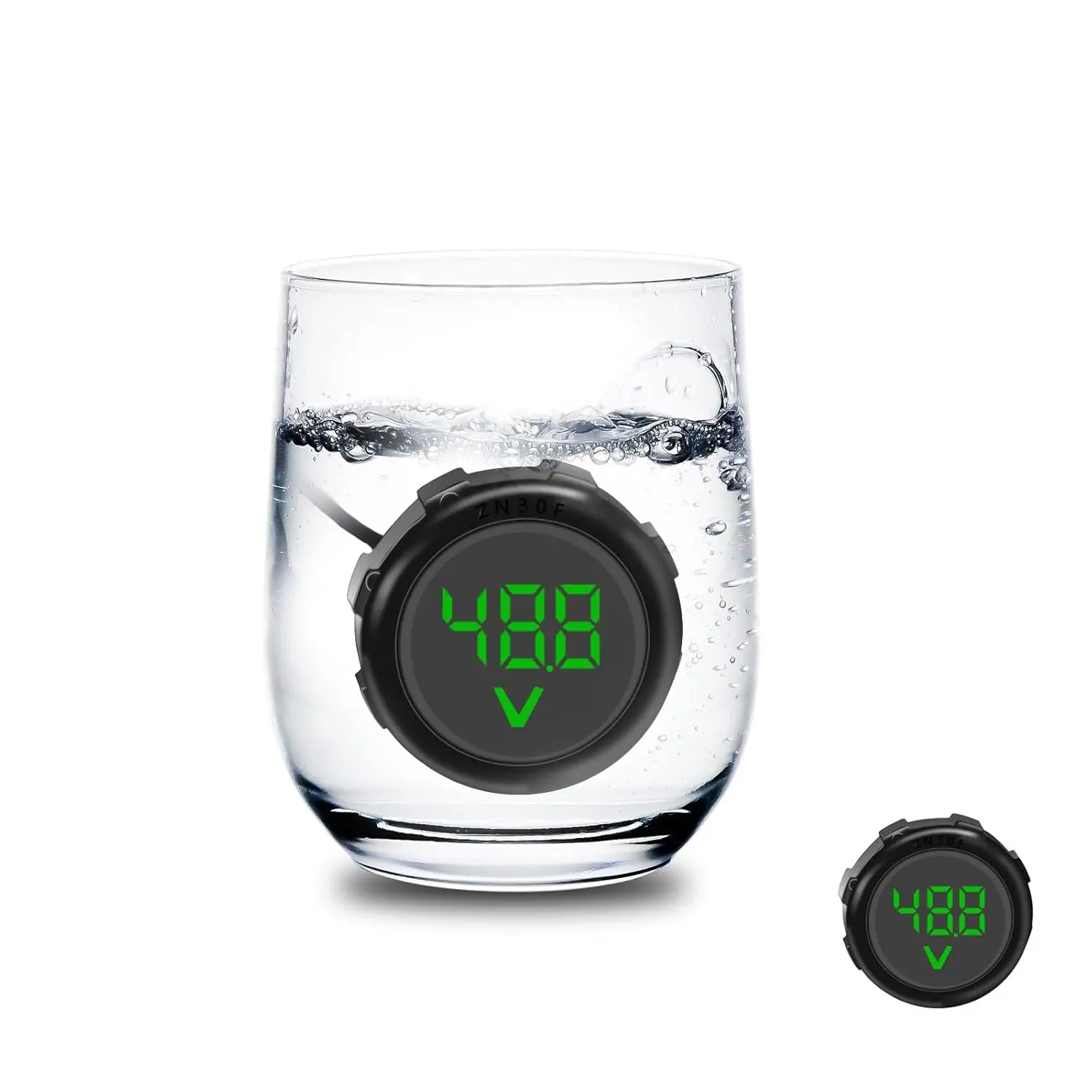 Waterproof Shockproof LED Digital Round Voltmeter Tester Unit - DC4-100V, 12V/24V/36V/48V/60V/72V/84V for Golf Carts, Marine Users, Meter Unit