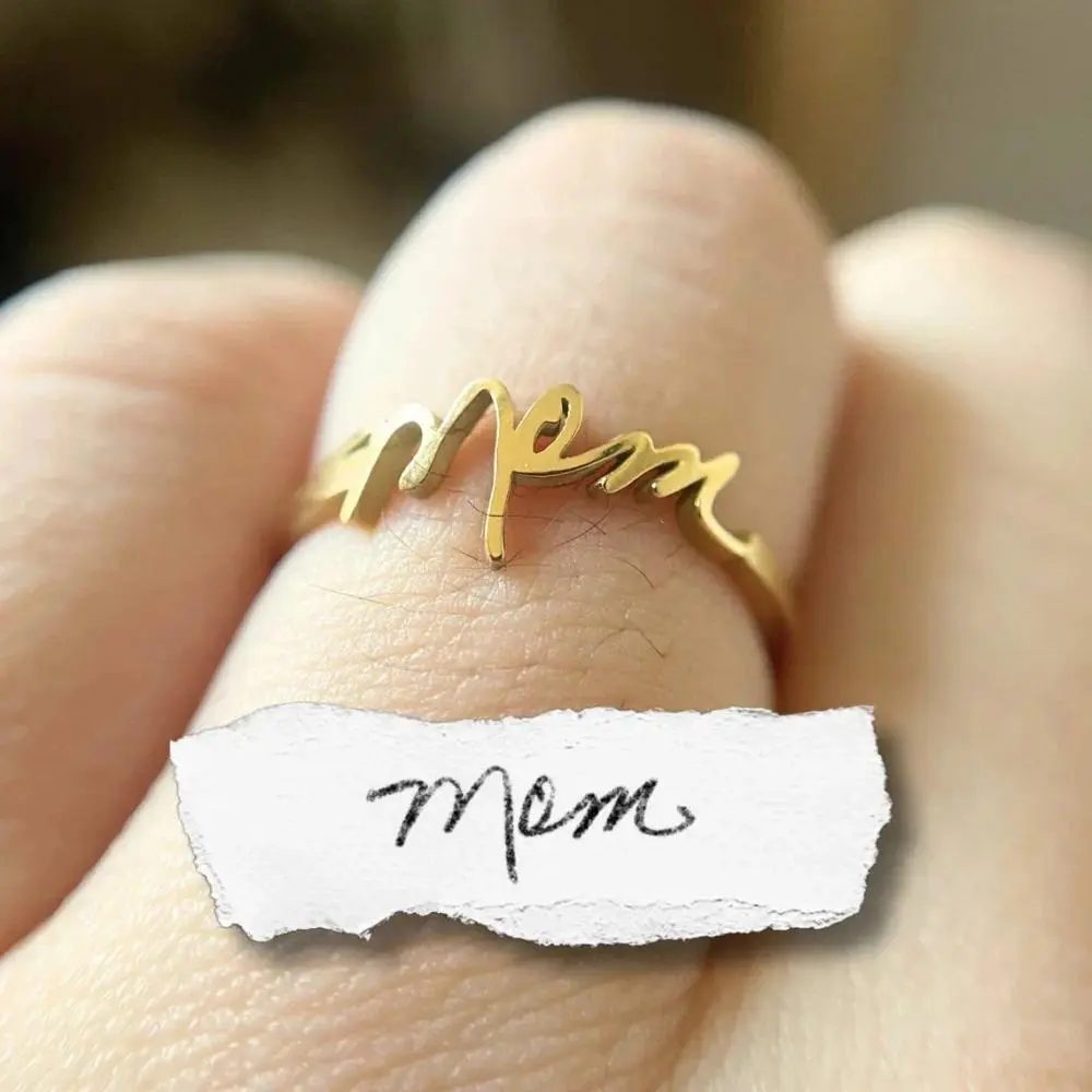 Custom Script Name Ring Personalized Handwriting Style Name Rings For Women Couple Name Ring Jewelry Mom Sisters Best Gifts