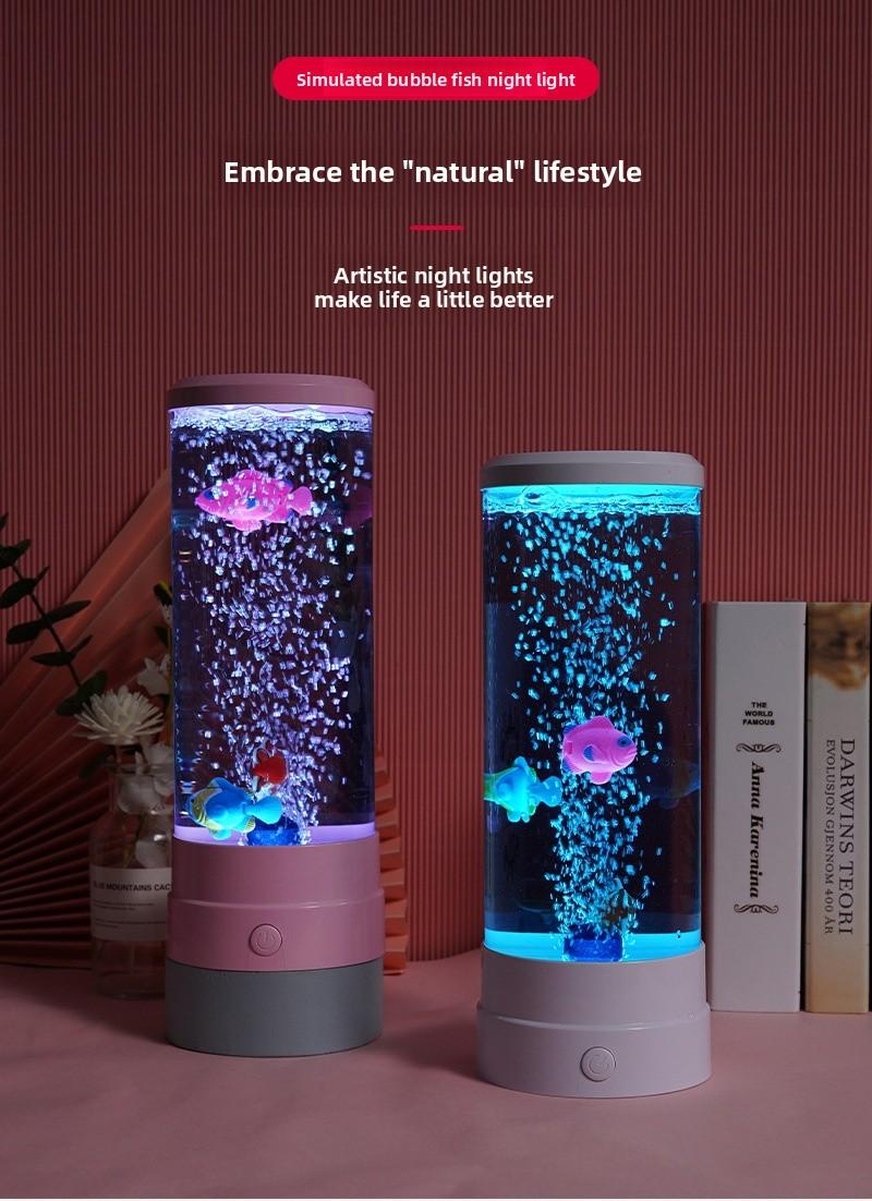 LED Colorful Big Bubble Fish Night Light USB Plug-in Decorative Lamp for Bedroom Ambiance