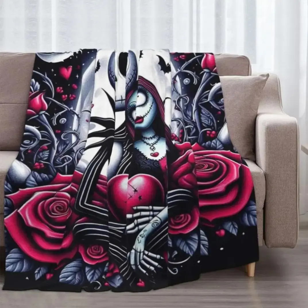 Horror Movie TNBC Blanket, Halloween Cozy Fuzzy Plush Throw Blanket, Soft Flannel Fleece Blanket for Bed Chair Couch Sofa, Warm Lightweight Decorative Blanket Gift for Young Adults Men Women Boys Girls, Halloween Home Decor Fan Gift