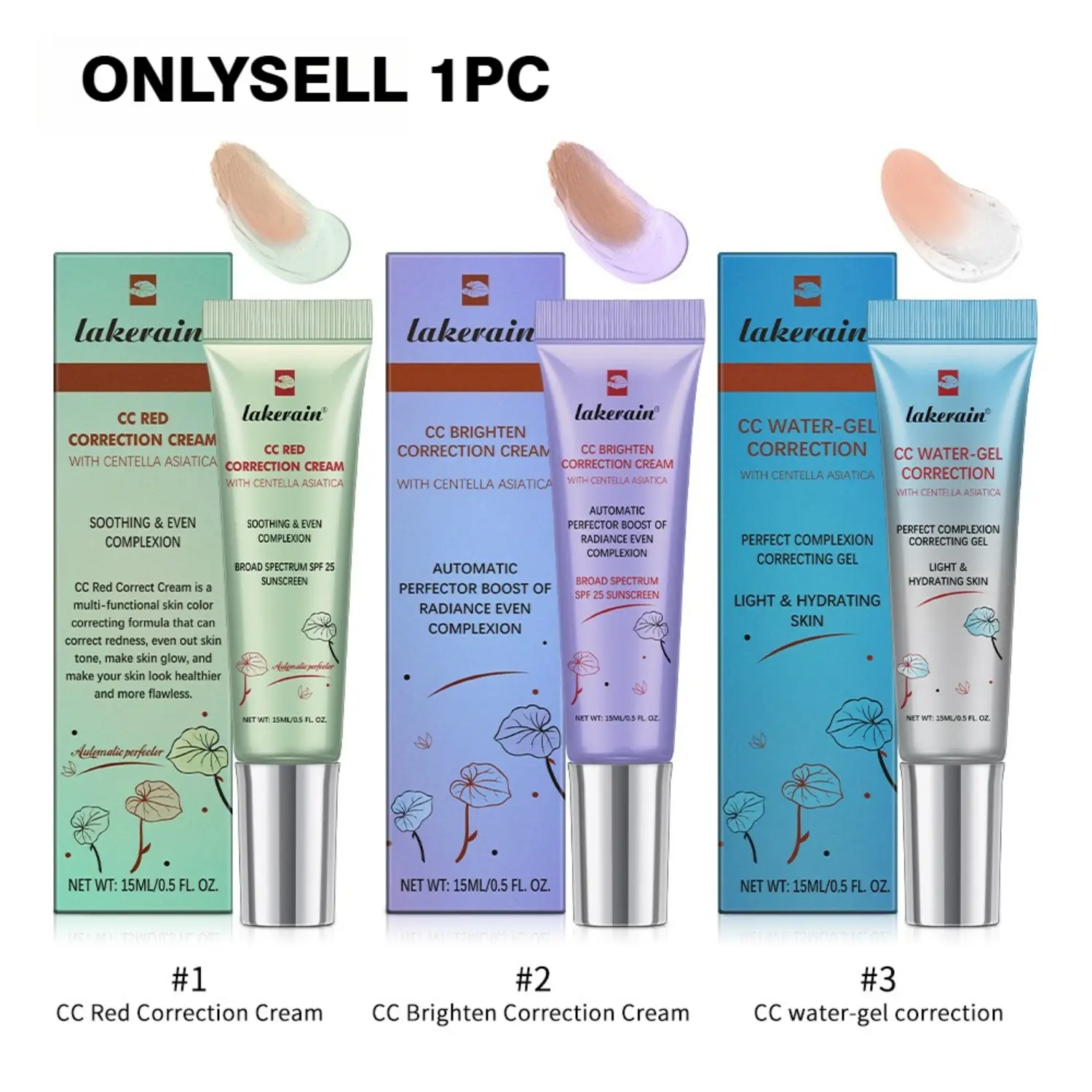 15ML Centella CC Cream, Makeup Primer Concealer, Facial Coverage CC Cream, Ideal for Smooth Application, Enhances Complexion Naturally