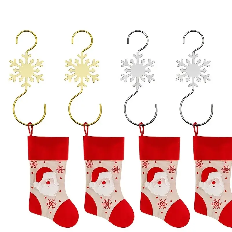 Christmas Hook for Holiday Decorations, Snowflake Design, 68mm S Hook, Hang Christmas Socks and Balls, Festive Hanging Ornament Holder