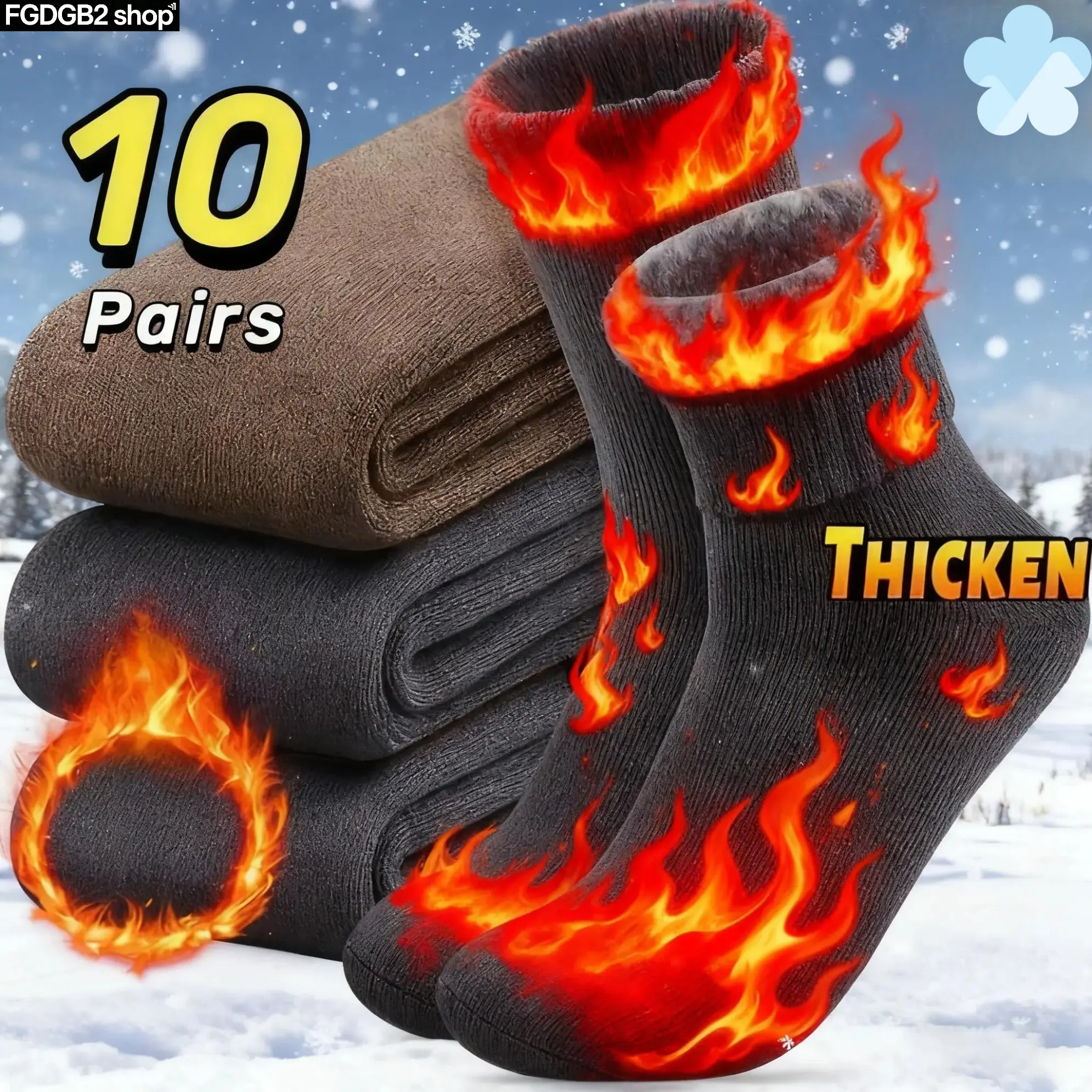 3/10 Pack Men's Thermal Winter Socks, Thick Fleece-Lined Boot Socks, Soft Cozy Warm Crew Socks for Cold Weather, Hiking, Work, Outdoor & Everyday Wear