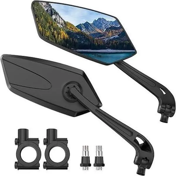 2 Pack Bike Mirrors, 360° Adjustable Handlebar Rear View Mirrors for eBikes & Bicycles - Scratch Resistant Glass Lens - Universal Safety Accessories for Road & Mountain Bikes