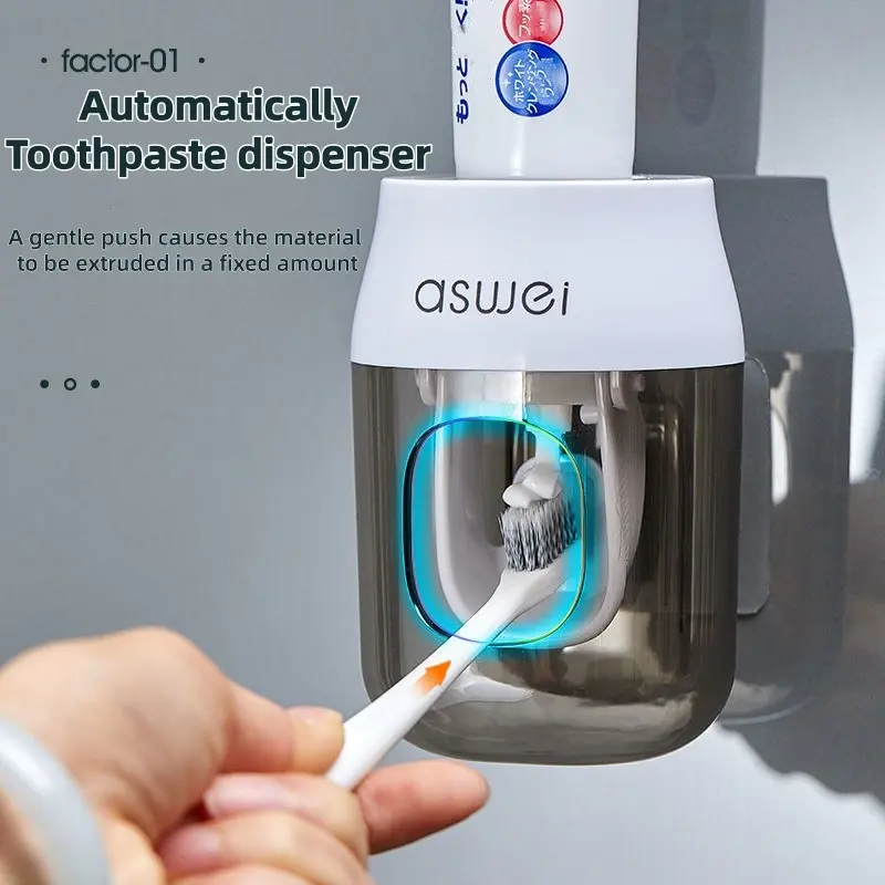 Automatic Toothpaste Dispenser, Wall-Mounted Toothbrush Holder, Manual Toothpaste Kit for Kids, Home Use, Easy-To-Use Design, Toothpaste Squeezers