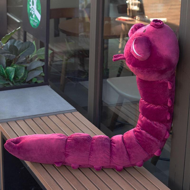 Giant Pink Caterpillar Plush Pillow, 100cm Soft Long Worm Stuffed Toy, Cute Insect Body Pillow Gift for Kids & Adults