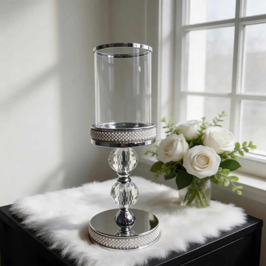Gold Metal Glass Candle Holder, Coffee Table Centerpiece Decor, Wedding Event Home Decoration, Windproof Glass Ornament, Candle Holders For Table Centerpiece