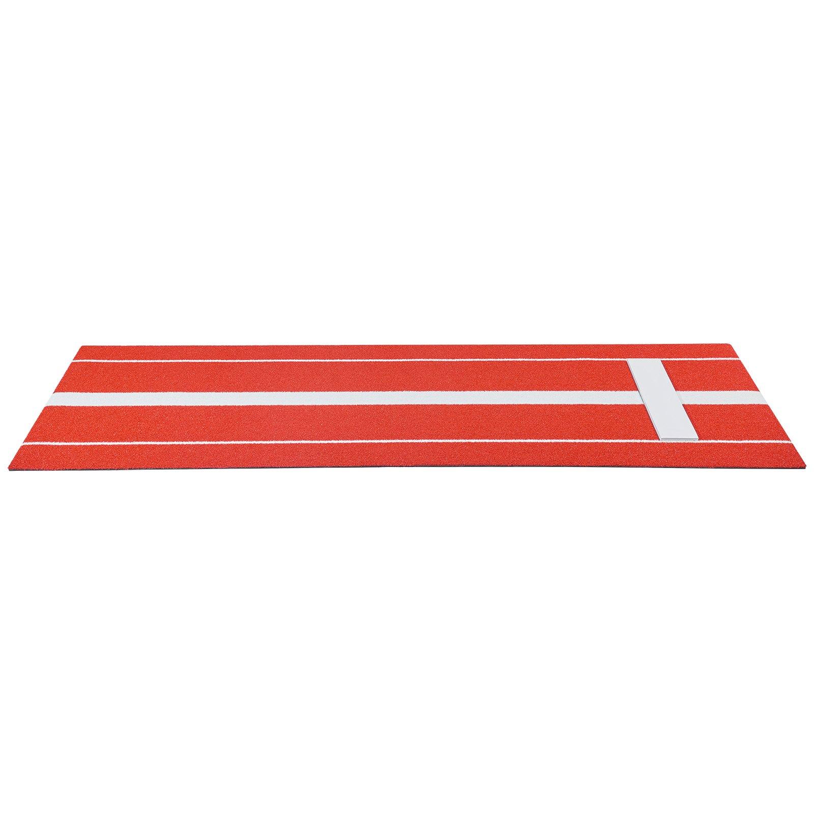 VEVOR Softball Pitching Mat, 10x3 ft Baseball Pitching Rubber Mound, Antifade Turf and Antislip Foam Backing Portable Training Aid, Fastpitch Equipment for Pitchers Indoor Outdoor Practice, Red