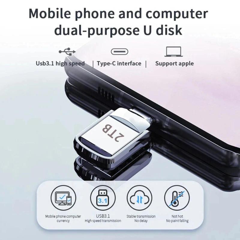 USB Flash Drive 2TB  3.2 Type C PenDrive Memory Stick 256GB 1TB 2TB Pen Drive Flash Disk for PC Smartphone Storage U Disk