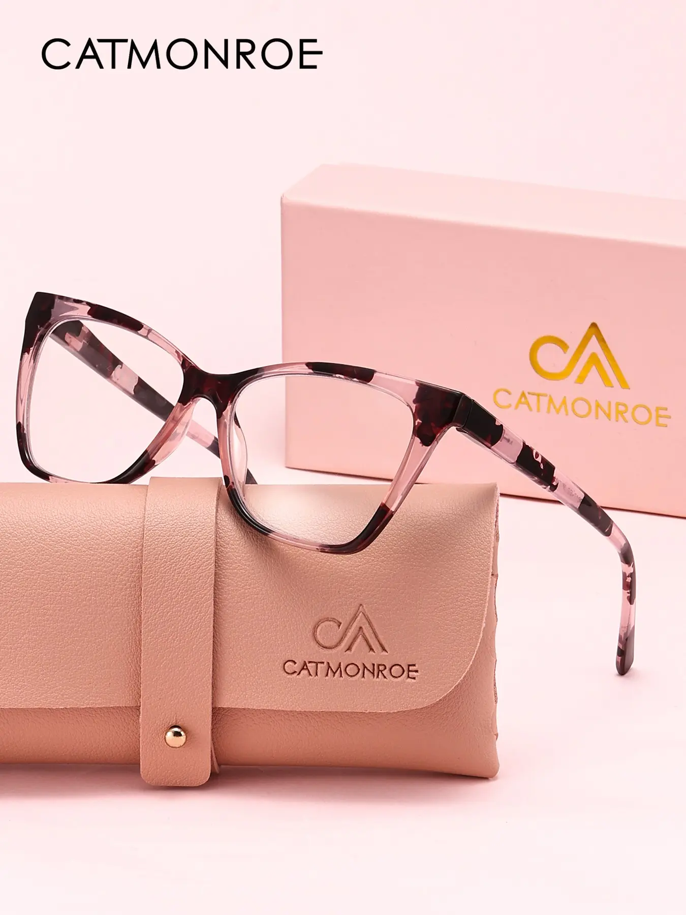 CATMONROE Unisex Exquisite Fashion Leopard Print Cat-Eye Glasses with Blue Light Blocking PC Lenses, Fashion Decor for Online Study, Office Work and Handcrafts, Improve Visual Comfort, Brand Packaging, Ideal Gift, Anti Blue Glasses