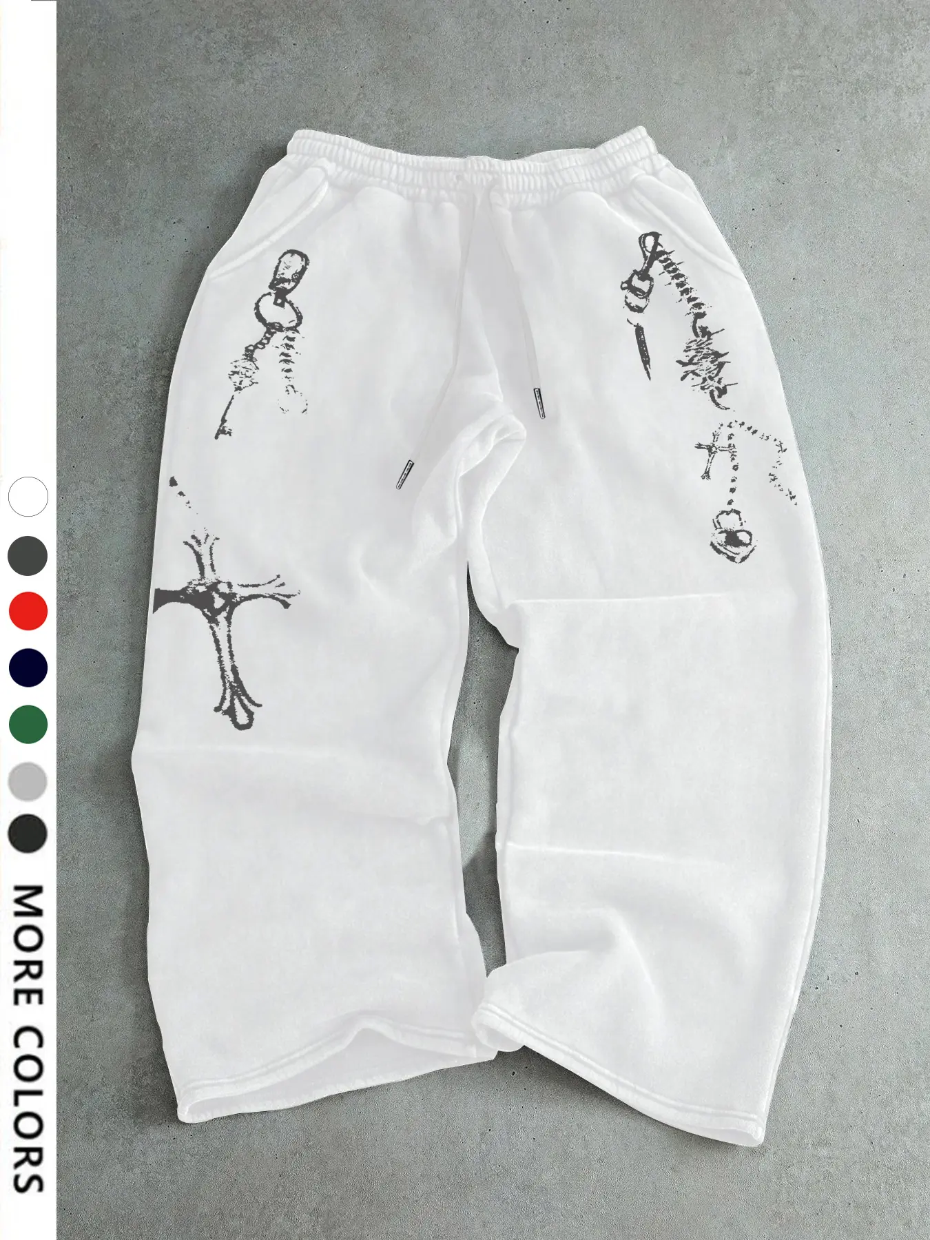 Men's Key Butterfly Print Drawstring Waist Joggers, Gothic Casual Loose-Fit Pants, All-Season Wear, Unisex Design