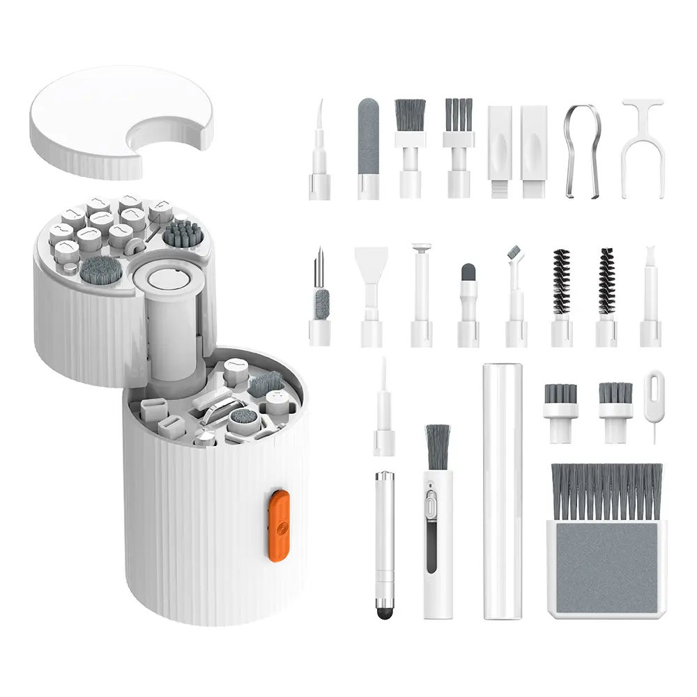 33 in 1 Multifunctional Cleaning Kit for Electronic Devices, All-in-One Cleaner Tool Set for Phone, Earbuds, Keyboard, Laptop, Monitor, Camera Lens & Gaming Accessories, Portable Travel Case