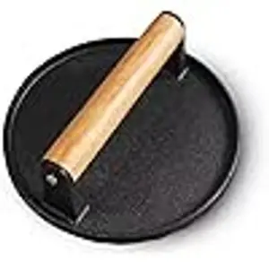 Kitchen Tools 5.7"Cast Iron Smashed Burger Press, Round Flat Edge Grill Press for Crispy Smash Burgers Burger Tool for Grill and Griddle BBQs and Tailgates Gifts for Men and BBQ Enthusiasts