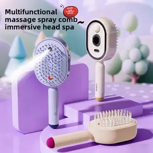 Electric Spray Airbag Massage Comb, with Essential Oil Atomizer, Self-Cleaning Anti-Knot Hair Care Comb, Anti-Static