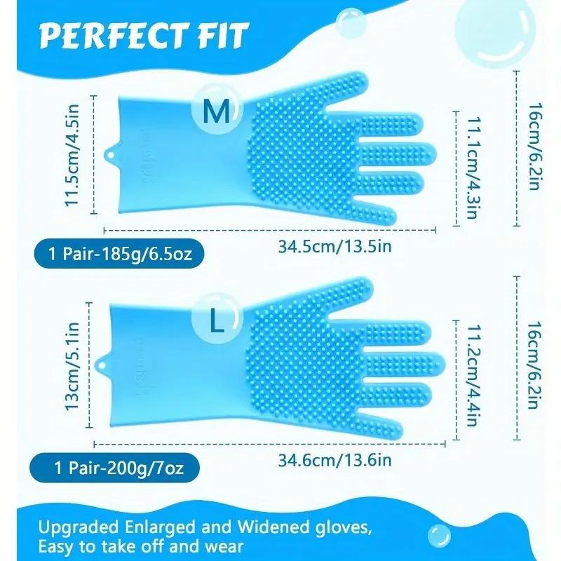 Pecute Pet Grooming Gloves, suitable for dogs and cats - Heat-resistant silicone bath gloves, high-density bristles, anti-slip hair removal gloves, used for hair removal and massage, waterproof dog and cat grooming set (blue)