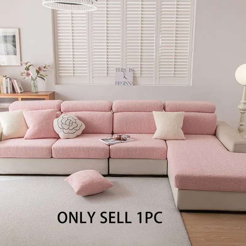 1pc Jacquard Elastic Thick Anti-Slip Sofa Cover, Suitable For Living Room, Bedroom, Outdoor Sofa Protection, Pet-Proof, Stain-Resistant, All-Season Use, Single Seat Recliner And 1/2/3/4-Seater Sofa Cushion Cover