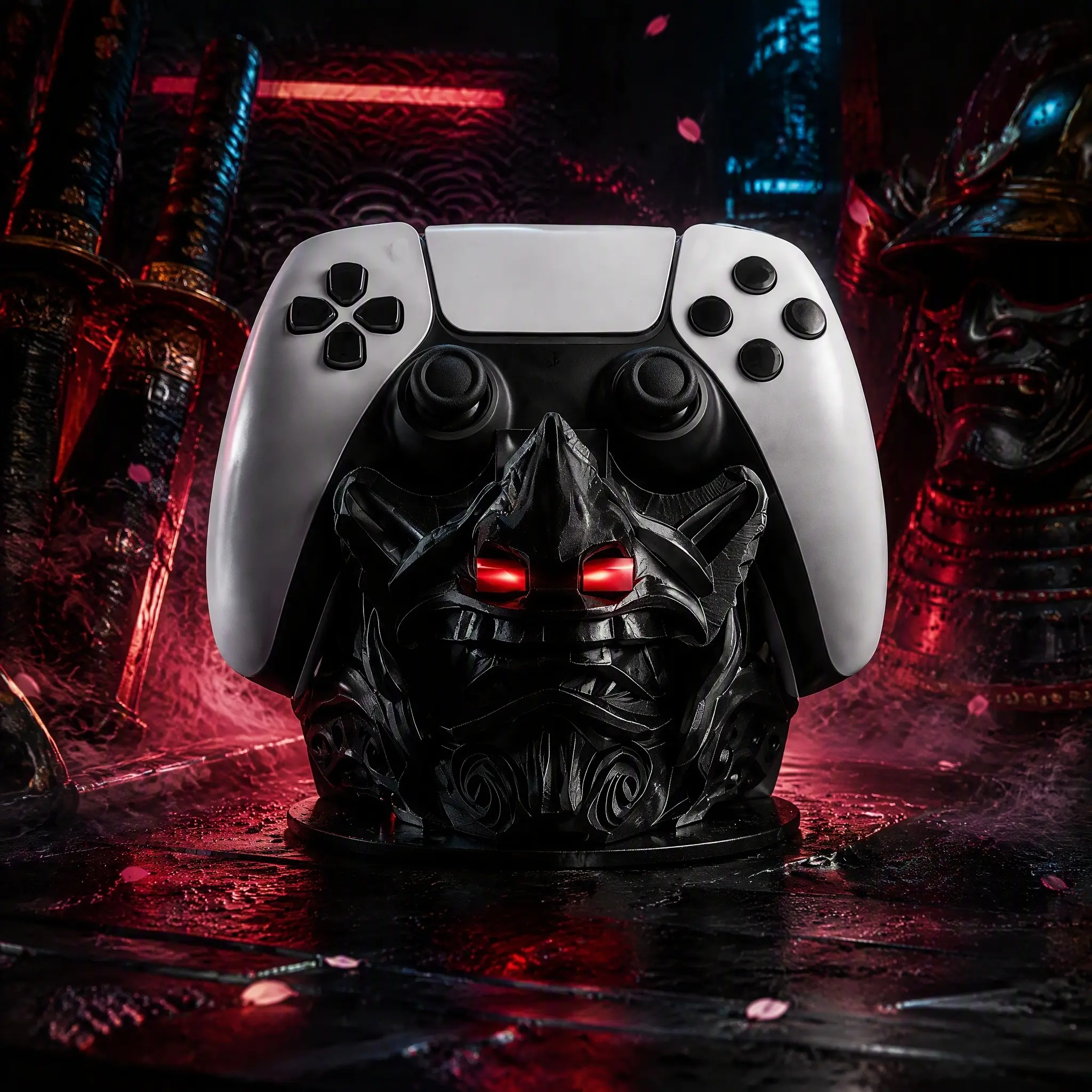 Samurai Mask Game Controller Stand, 3D Printed Universal Game Pad Display, Ps5/ps4/xbox/switch, Japanese Demon Design, Gamer Gift