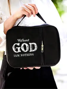 Bible Bag with 'without God I Am Nothing' Quote, Standard Size with Zipper and Pockets, Ideal for Adult Bible Study, Men and Women