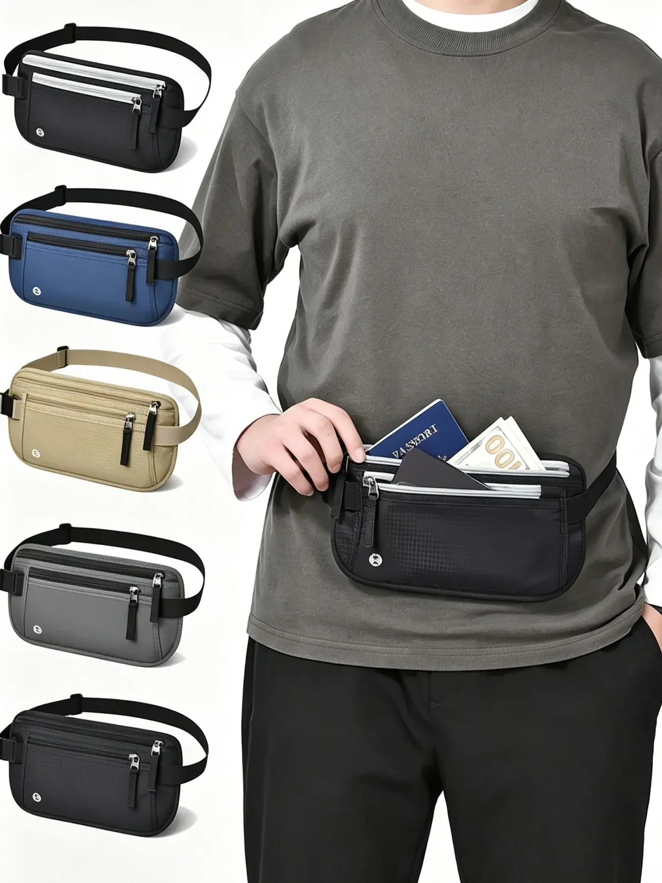 2026 New Rfid Anti-Theft Waist Bag, Zipper Fanny Pack, Unisex Ultra-Thin Travel Passport Holder, Waterproof Durable Running Wallet, Secure Pocket Design