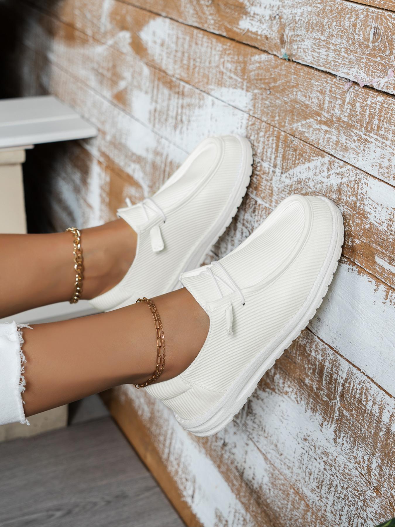 Women's 1 Pair Minimalist Fabric Slip Ons Casual Plain Round Toe Slip-on Shoes, Casual Comfortable Versatile Soft Sole Shoes For Daily Wear