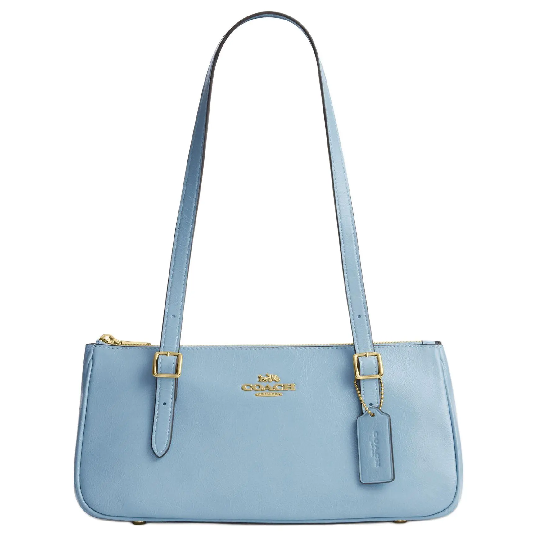 Coach Asher 34 Large Leather Handbag for Women with Metal Hardware and Pink-Blue Color