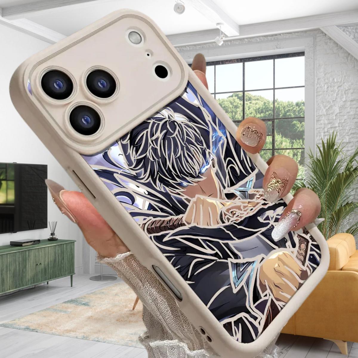 S-Sung J-Jin-Woo Solo Leveling Anime Phone Case For iPhone 17 16 15 14 13 12 11 Pro Max Plus Air, Black TPU Cover, High Quality Shockproof Durable Stylish Cool Design, Perfect Holiday Best Gifts