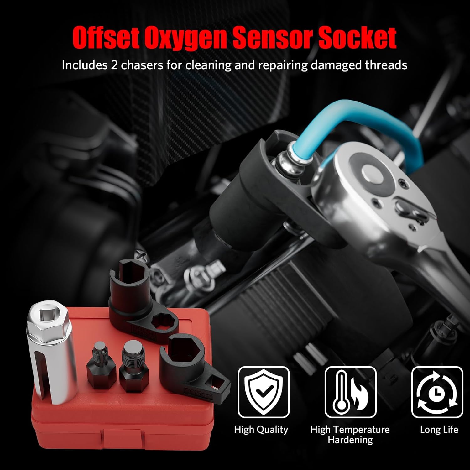 5 count  Sensor Socket  Wrench and Thread Chaser Set O2  Sensor Socket Set Automotive  Sensor Removers for Removing and Install  Sensors Hex Vacuum Switches