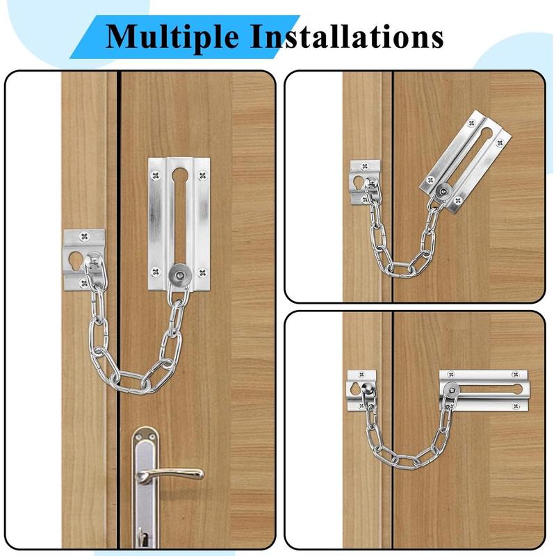 2 Pack Door Chain Lock, Stainless Steel Chain Locks for Inside Door, Premium Thickened with 12 Screws