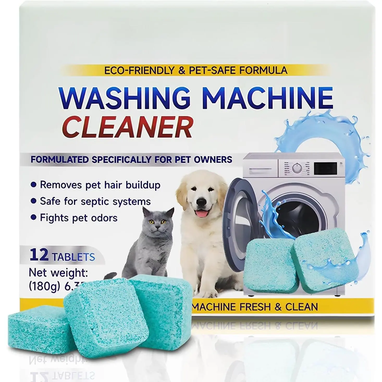 Washer Cleaner Tablets 12-Pack deep clean  & Odor Remover | HE Front Load Top Load Washer, Remove Stubborn  Odors, Septic Safe  Owner Solution