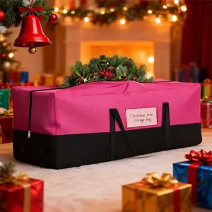 Christmas Tree Storage Bag Fits Up to 10 Ft Tall Artificial Trees, Heavy-Duty 600D Oxford Bag with Reinforced Handles, Zipper Clear Pocket for Moving Clothing Outdoor Bedding Storage