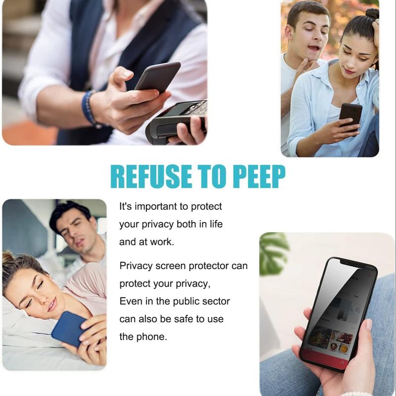 Privacy Screen Protector, 3 Counts Tempered Glass Phone Screen Protective Film, Anti-spy Phone Screen Protector, Phone Accessories Compatible with iPhone 11 12 13 14 15 Pro Max