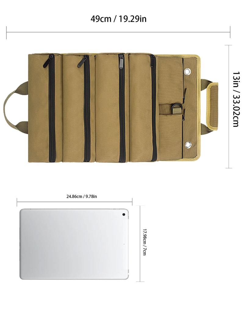 Black Portable Foldable Nylon Tool Bag, Convenient Tool Pockets, Multi-grid Zipper Tool Organizer with Removable Zipper Bags, Portable Tool Storage Bag for Home for Father's Day Gift, Tool Storage Kit