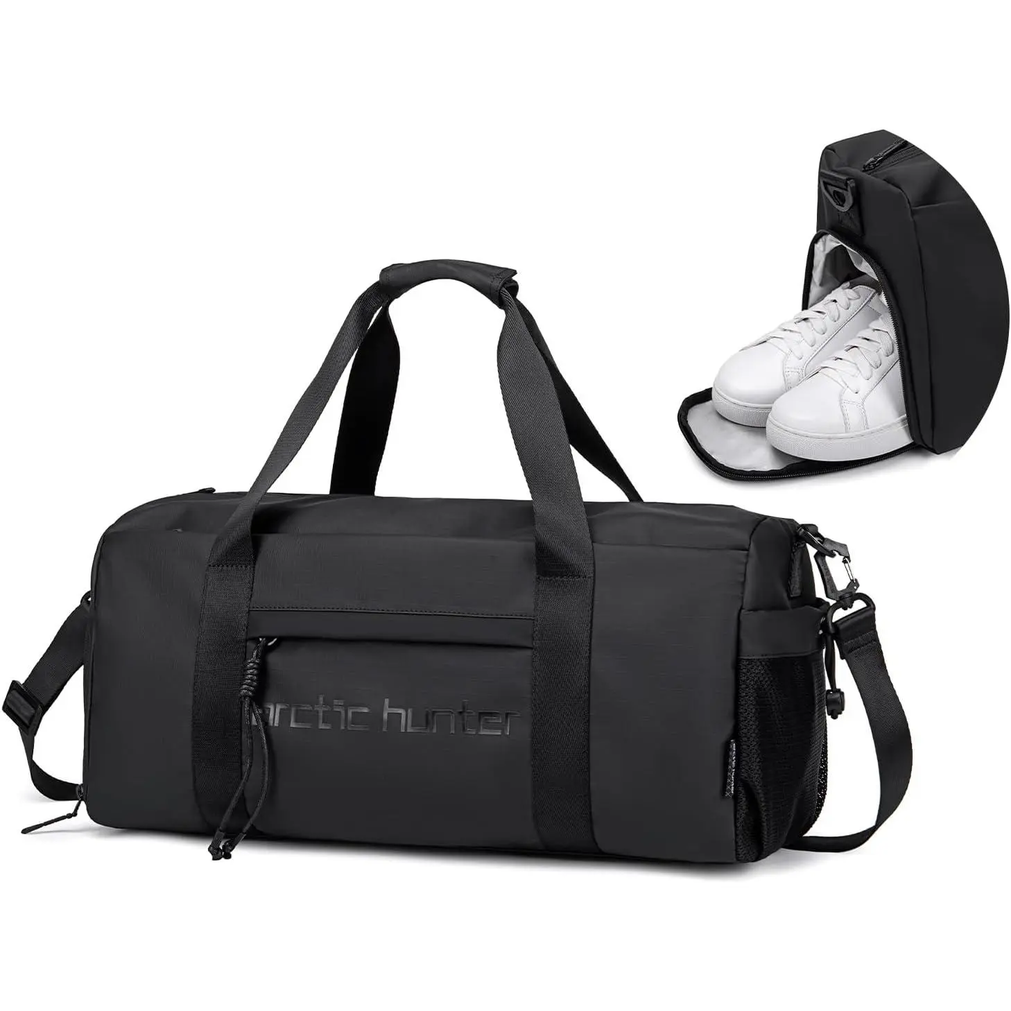 Small Gym Bag Duffel Bag for Men Women with Shoe Compartment Ideal for ,Travel,and Overnight Trips, Athletic Gear Workout Weekender Bags, Black