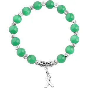 Green Awareness Support  Green Ribbon Mental  Awareness Beads Bracelet Green Ribbon Warrior