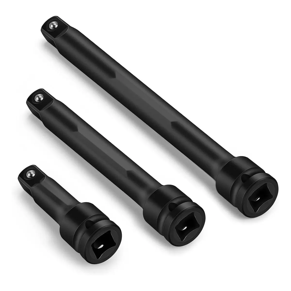 3 Piece 1/2-INCH Drive Impact Extension Bar Set, 3 X 6 X 8 Inch Socket Extensions, Hardened Cr-mo Steel with Black Manganese Phosphate Finish
