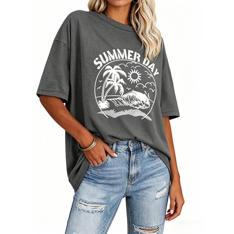 Short Sleeve and Printed Casual Blouse Vintage Tops,Women's Short Pattern,Unisex Women's and Men's T-shirts Casual Summer