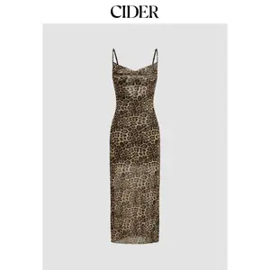Cider [size 2-26] Mesh Cowl Neck Leopard Maxi Dress SummerFinds